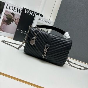 Yves Saint Laurent Black Quilted Chevron Chain Shoulder Bag